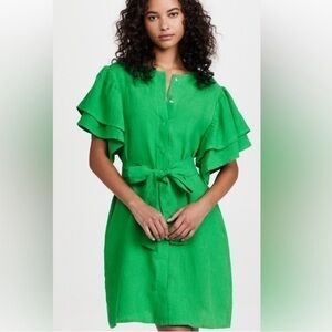 Fanm Mon Green Ruffle Sleeve Dress XS
